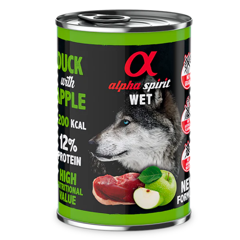 ALPHA SPIRIT HUMEDO PATO CON MANZANA 6X400 GR