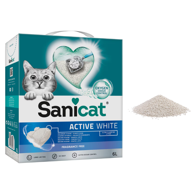 ARENA AGLOMERANTE SANICAT GATOS ACTIVE WHITE 6 L