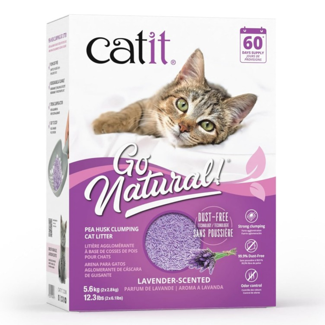 ARENA GO NATURAL CATIT LAVANDA DE CÁSCARA DE GUISANTE 5,6 KG