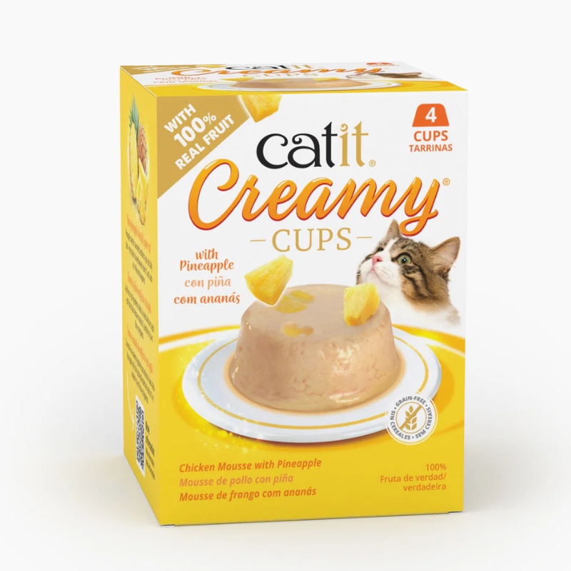 CATIT CREAMY CUPS MOUSSE GATOS POLLO CON PIÑA