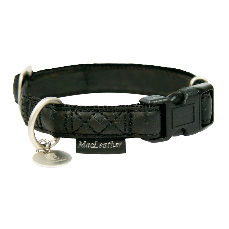 COLLAR PERRO CUERO MAC LEATHER NEGRO