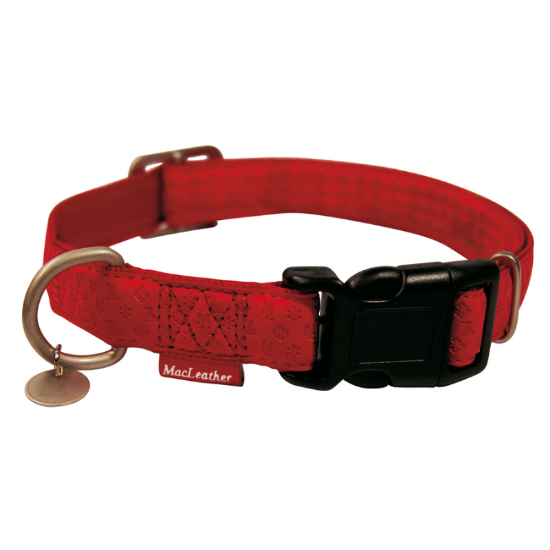 COLLAR PERRO CUERO MAC LEATHER ROJO