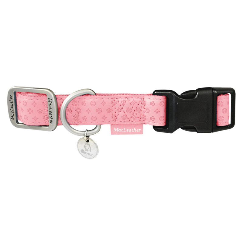 COLLAR PERRO CUERO MAC LEATHER ROSA