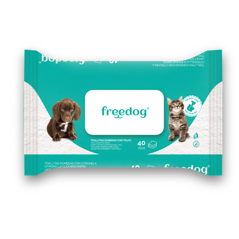 FREEDOG TOALLITAS HUMEDAS TALCO GRANDE 40UD 28X18CM