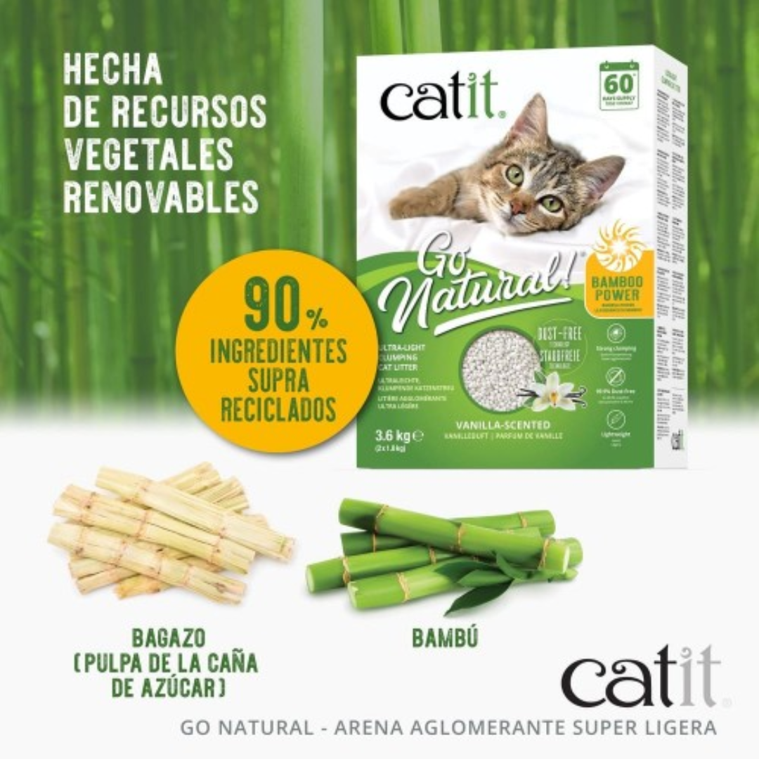 ARENA DE BAMBÚ CATIT GATOS GO NATURAL 3,6 KG