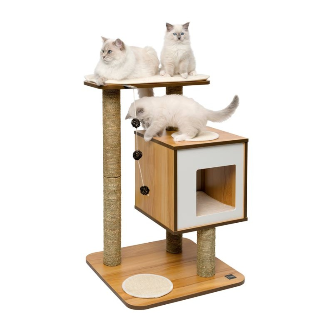 MUEBLE RASCADOR PARA GATOS V BASE VESPER BLANCO