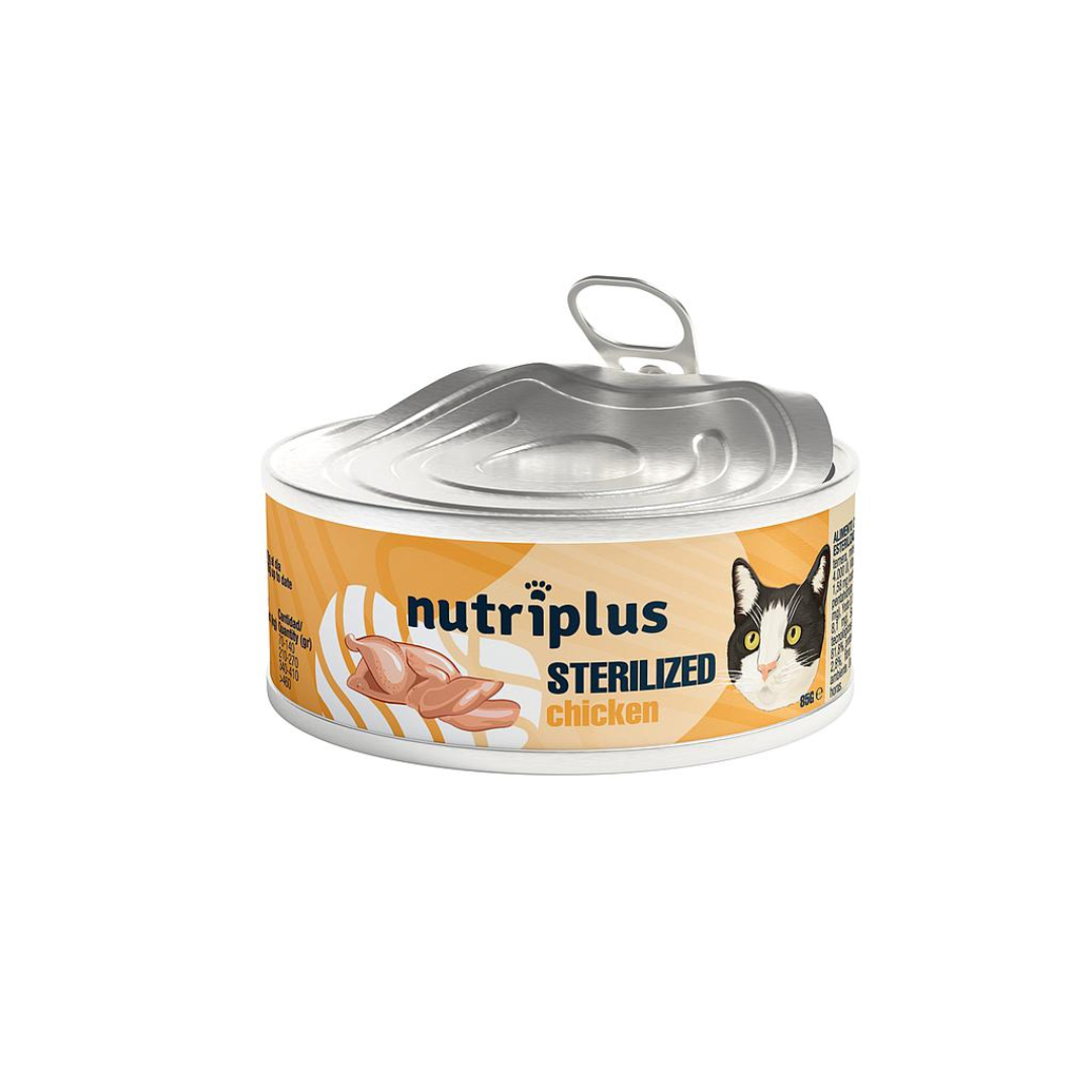 NUTRIPLUS GATOS COMIDA HUMEDA ESTERILIZADO POLLO 12x85 GR