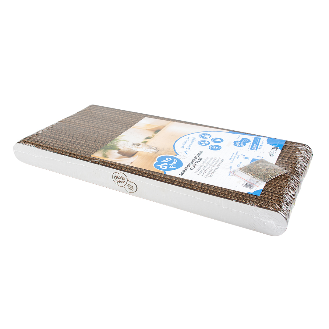 RASCADOR GATO CARTON FLAY FLAT BLANCO DUVO 37x16,5x3 CM