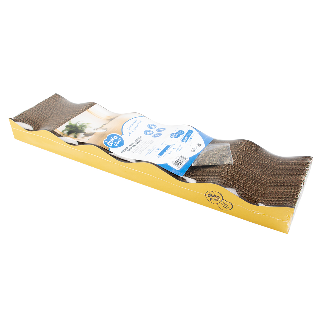 RASCADOR GATO CARTON WAYNE WAVY AMARILLO DUVO 44x11x4 CM