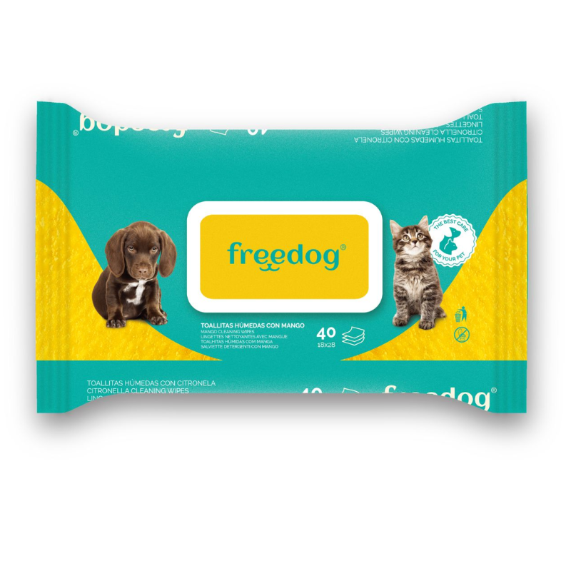 FREEDOG TOALLITAS HUMEDAS MANGO GRANDE 40UD 28X18CM