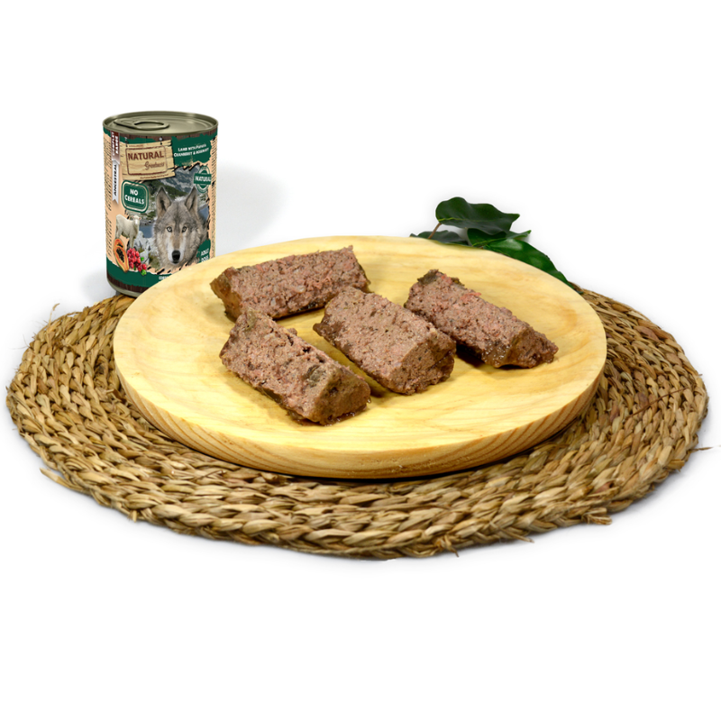 COMIDA HUMEDA PERROS NATURAL GREATNESS LATA CORDERO CON PAPAYA Y ARANDANOS 400 GRAMOS