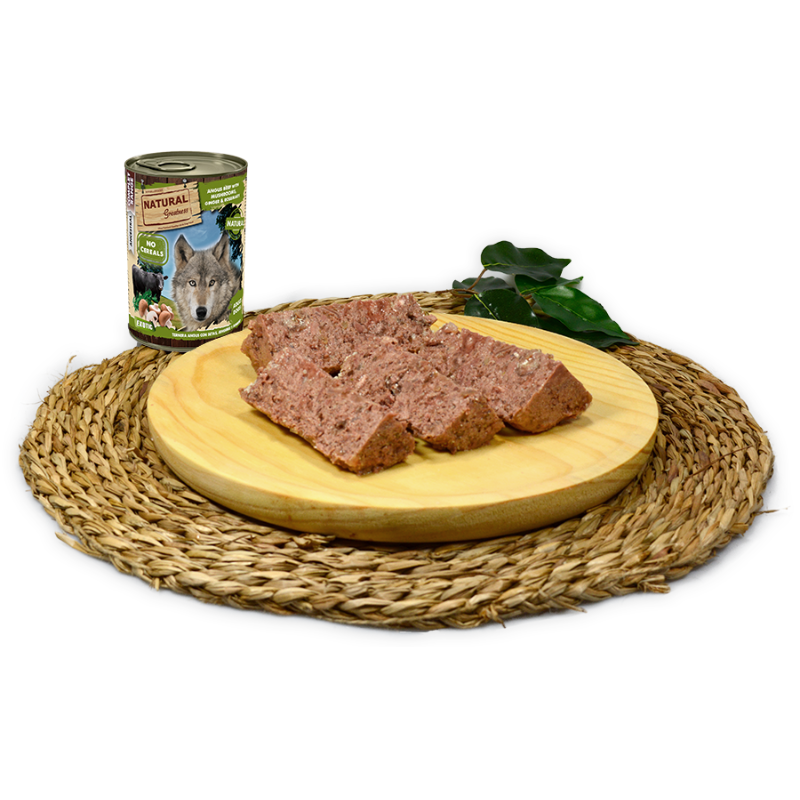 COMIDA HUMEDA PERROS NATURAL GREATNESS TERNERA ANGUS CON SETAS 400 GRAMOS