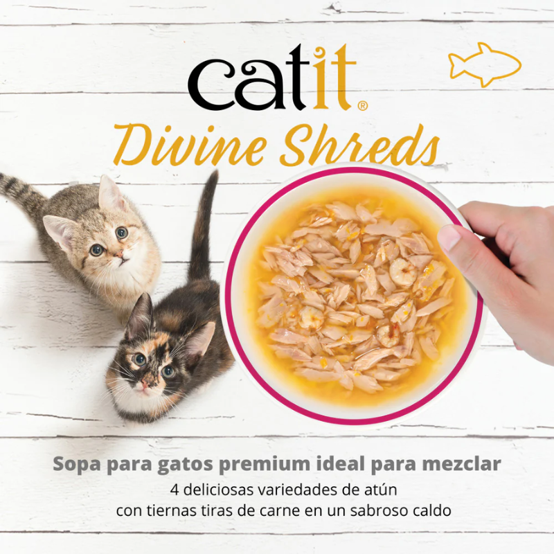 CATIT DIVINE SHREDS SOPAS PARA GATOS MULTIPACK ATUN 12 X 75 G