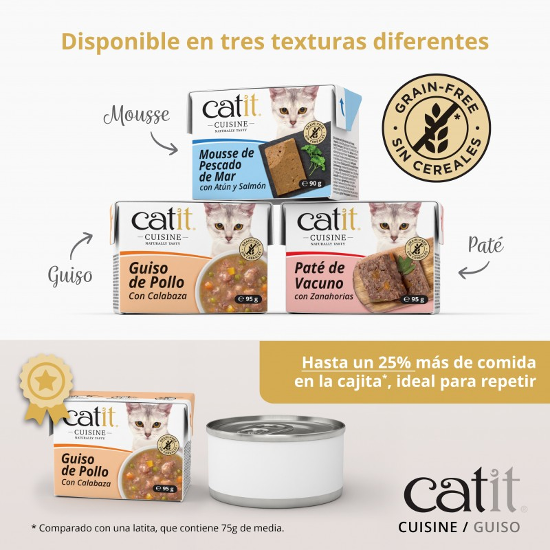 GUISO CATIT CUISINE PARA GATOS POLLO Y ATUN 12 X 95 G