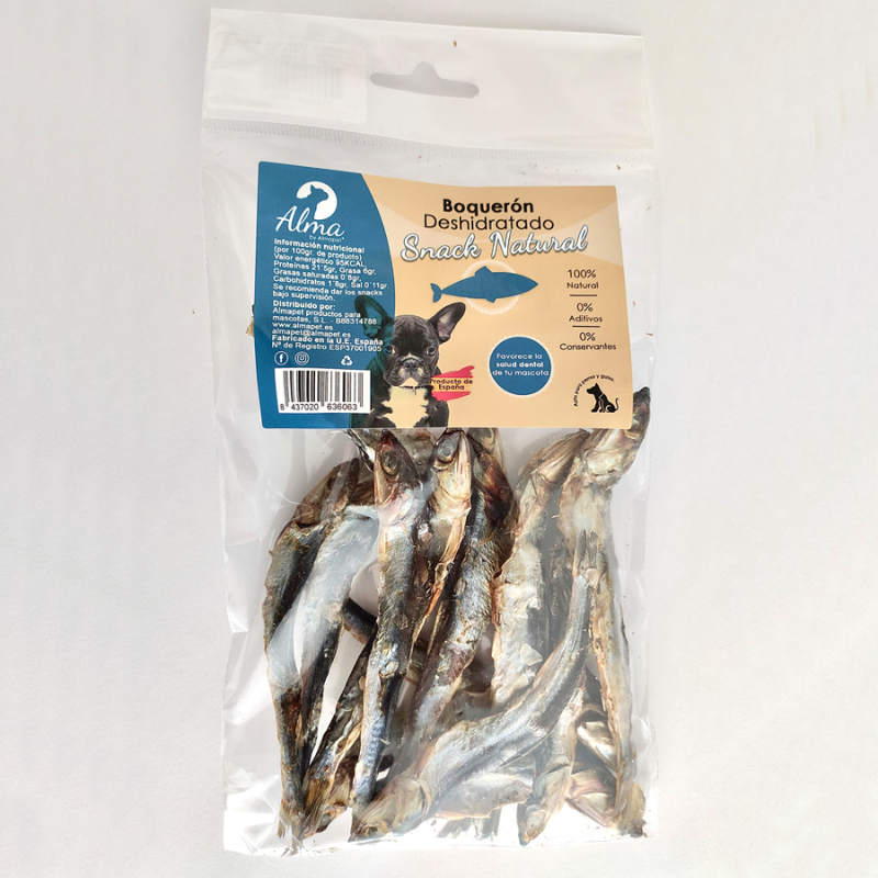 SNACKS BOQUERONES DESHIDRATADOS PARA PERROS 60 GR